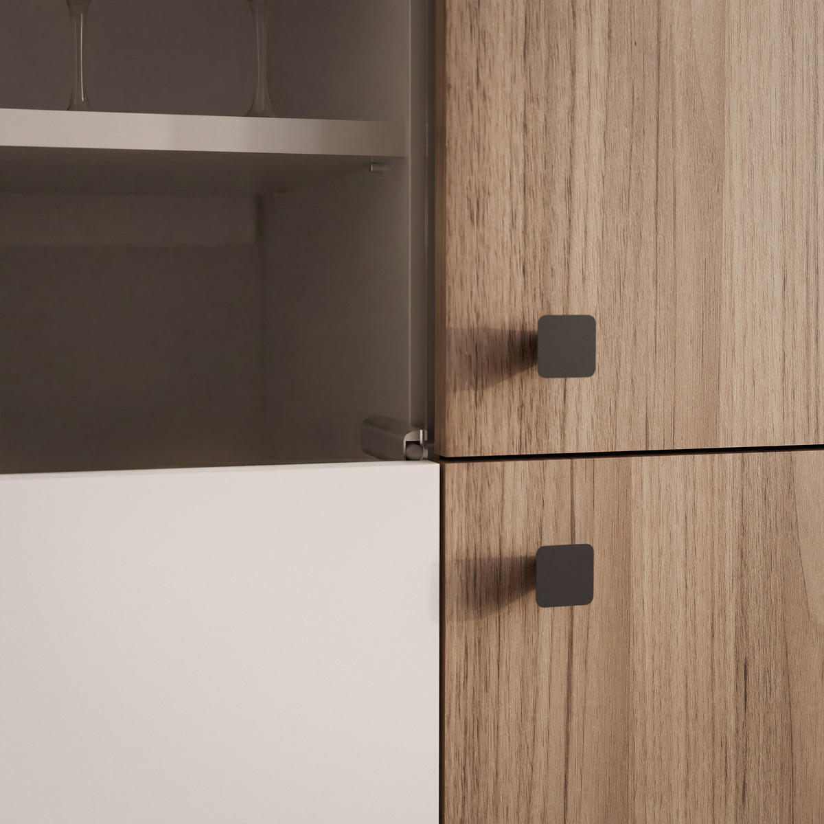 VITRINE BELLAGIO 156 cm Kaschmir / Nussbaum - Kaschmir/Schwarz, Holzwerkstoff/Metall (88/156/40cm) - Idohome
