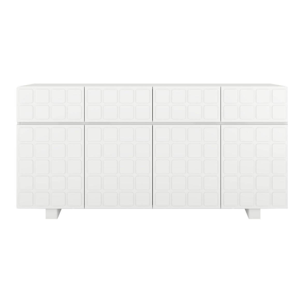 SIDEBOARD Cubo Long, Geometrische 3D Fronten, 169 cm, Weiß - Weiß, Holz/Holzwerkstoff (168.9/83.8/41.8cm) - Skandica