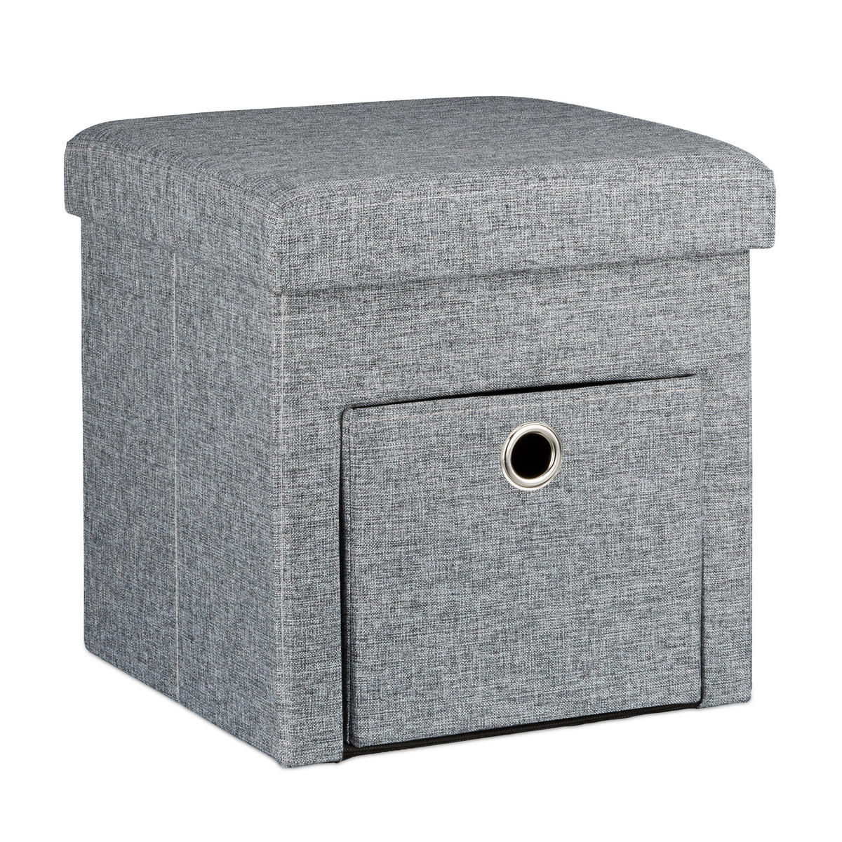 FALTBARER Sitzhocker - Grau, Holzwerkstoff/Textil (38/38/38cm) - Relaxdays