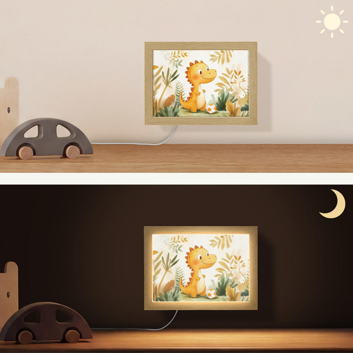 NÁSTĚNNÁ LAMPA Dino - Fotbal - Orange 20x15 cm - béžová, kompozitní dřevo (20/15/8cm) - OnlyWow