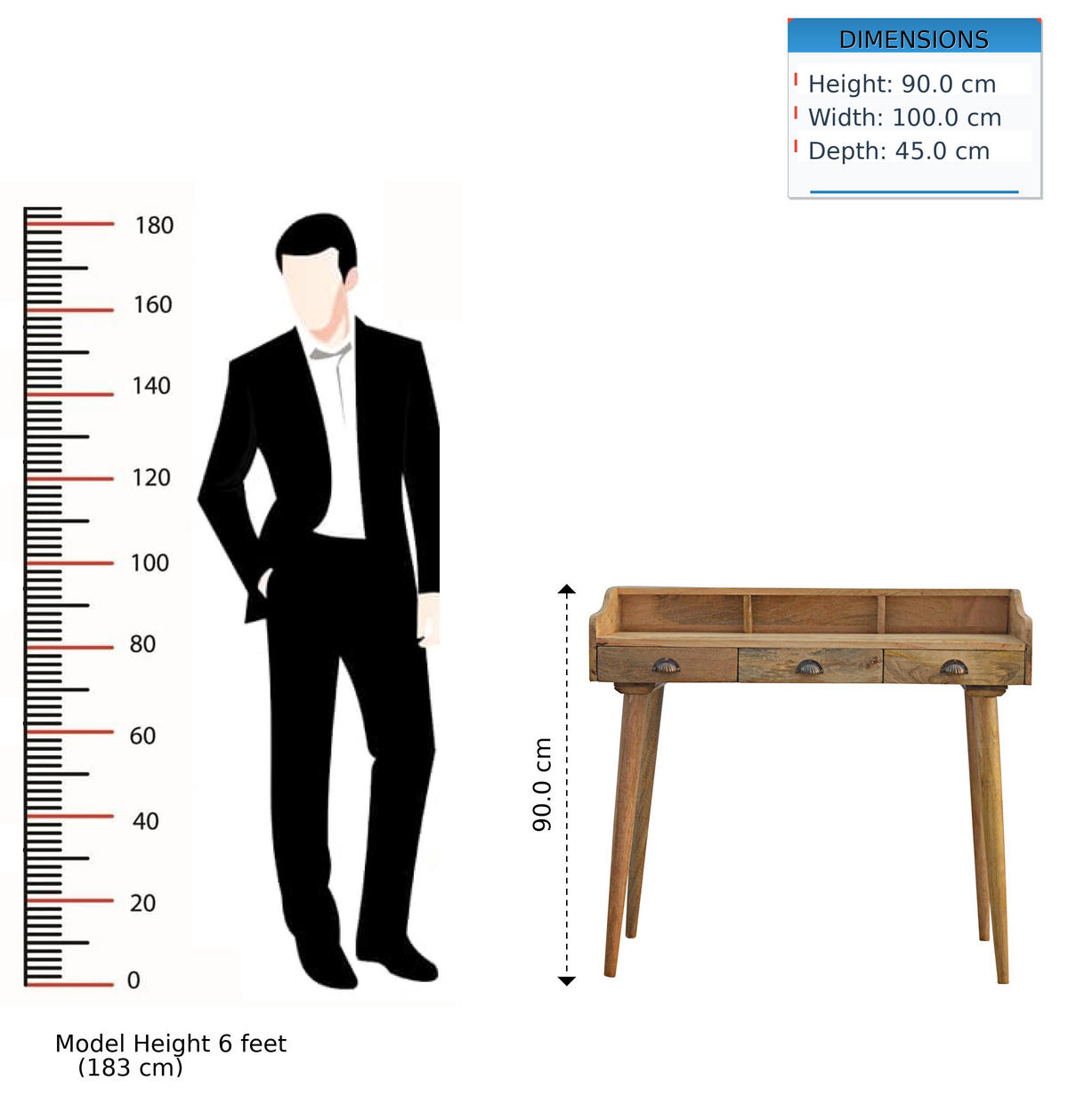 SCHREIBTISCH mit 3 Schubladen, Nordische Beine, Beige - Messingfarben/Braun, Holz/Metall (45/100/90cm) - Artisan Furniture