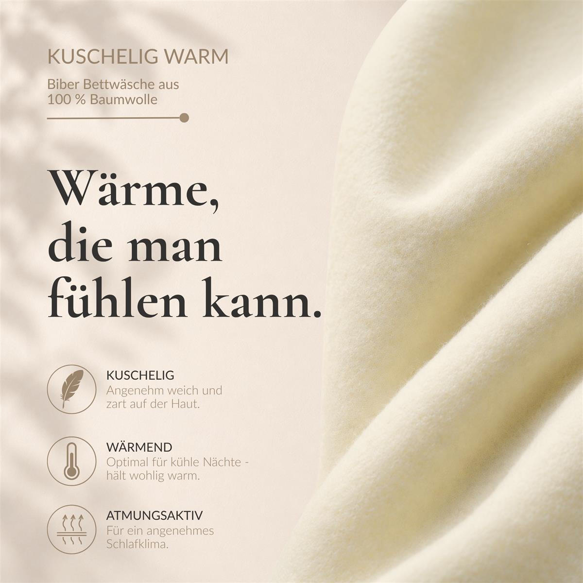 BIBER-KISSENBEZÜGE 40x80 2er Set - Made in Germany! Kuschelig warmer Flanell Kissenbezug aus 100% Baumwolle - Creme - Creme, Textil (80/40cm) - Carpe Sonno