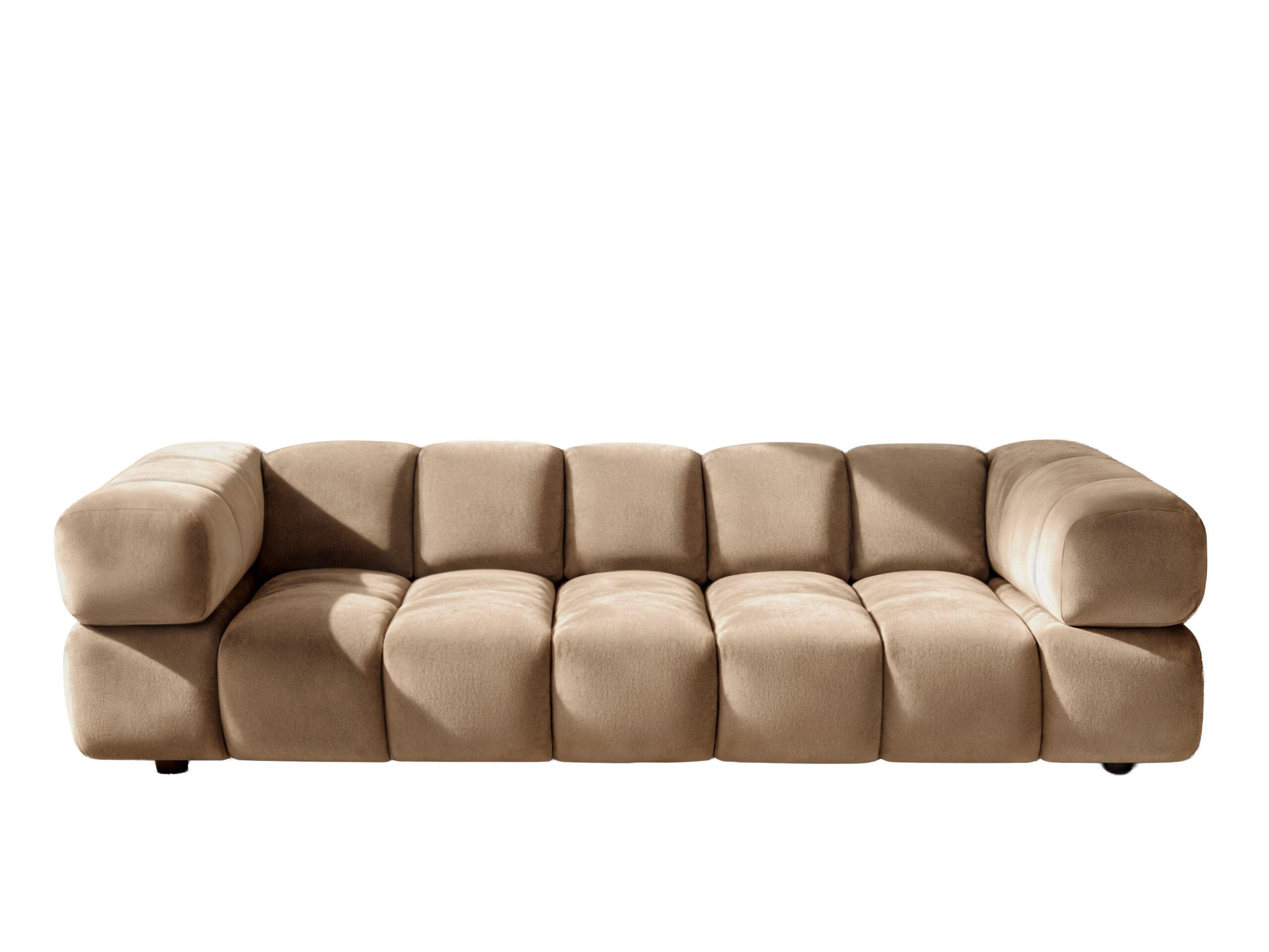 SOFA 4-Sitzer, Couch, Veloursstoff Bluvel, Latte, Averro - Hellbraun, Holz (280/70/96cm) - Kaiser Möbel