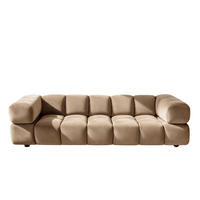 SOFA 4-Sitzer, Couch, Veloursstoff Bluvel, Latte, Averro - Hellbraun, Holz (280/70/96cm) - Kaiser Möbel