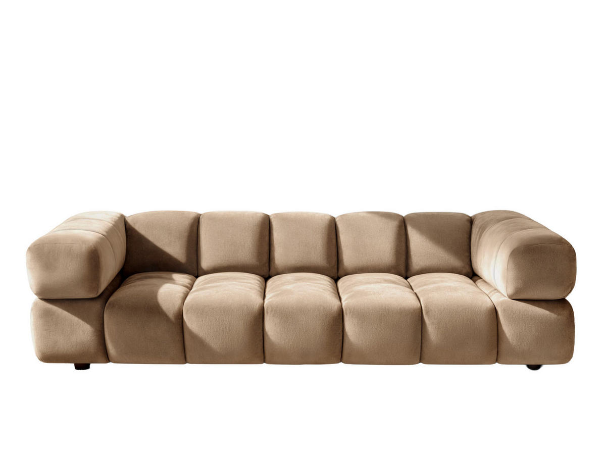 SOFA 4-Sitzer, Couch, Veloursstoff Bluvel, Latte, Averro - Hellbraun, Holz (280/70/96cm) - Kaiser Möbel