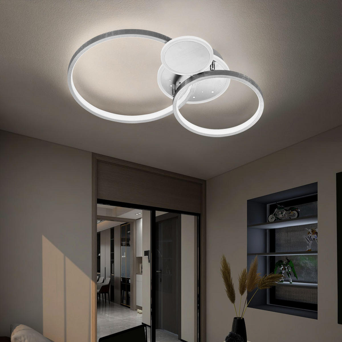 LED DECKENLEUCHTE Metall Silber - Silberfarben, Metall (54/38/9cm) - Wofi