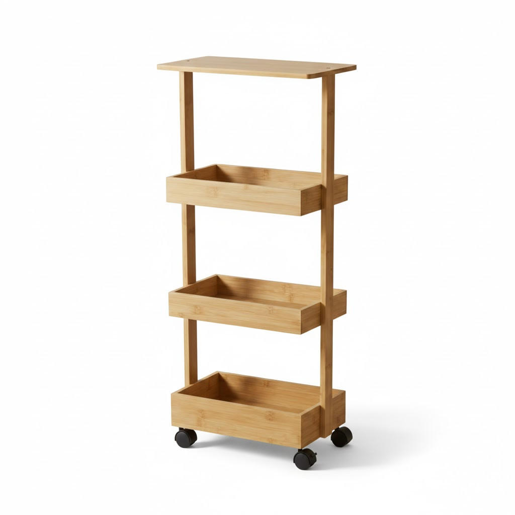 KÜCHENREGAL Hyga 87,5 cm Rollen - Beige, Naturmaterialien (18/87.5/33cm) - NUXIO