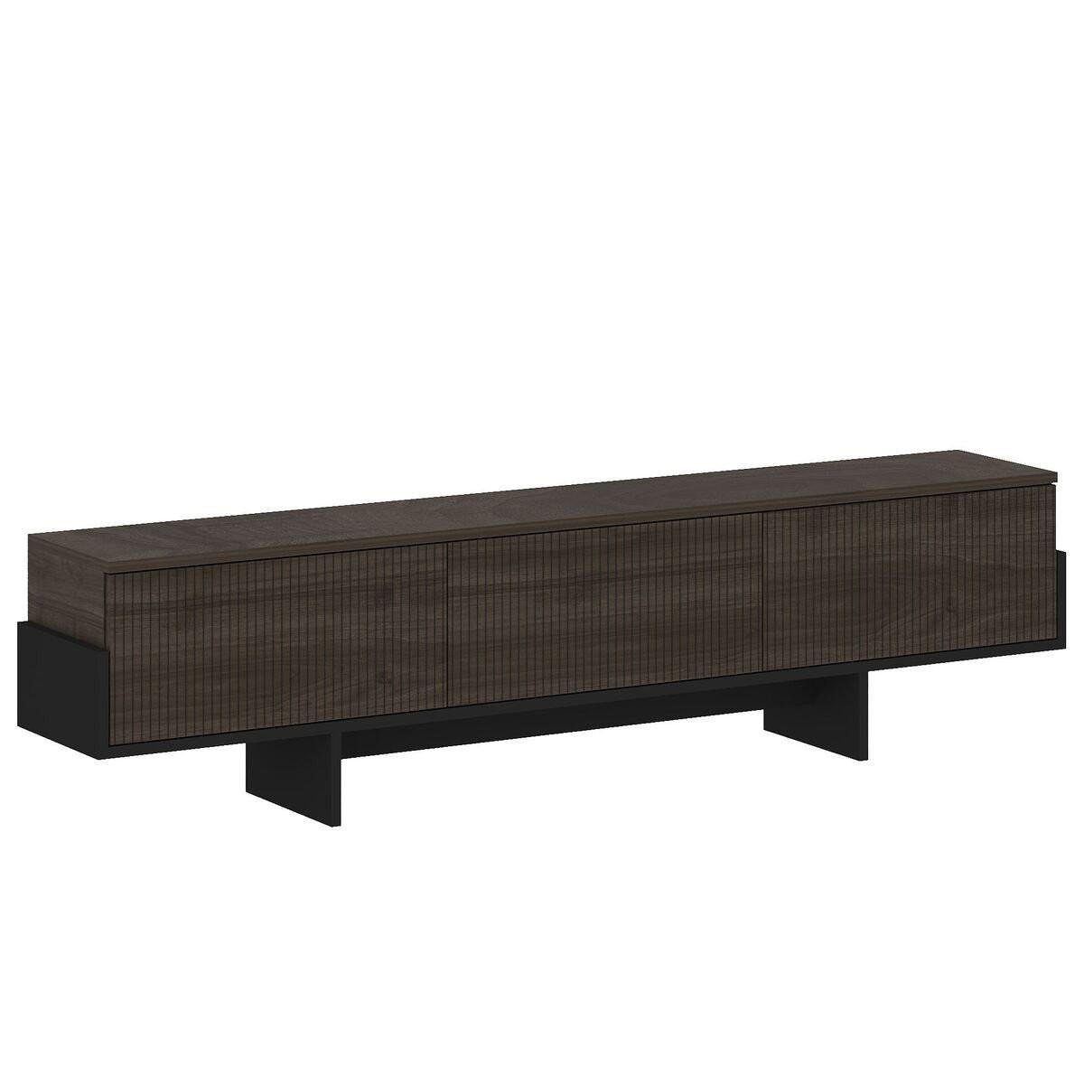 TV-MÖBEL mit 3 abklappbaren Türen gestreift 30/180/44,6 cm - Braun, Holzwerkstoff (30/44.6/180cm) - Calicosy