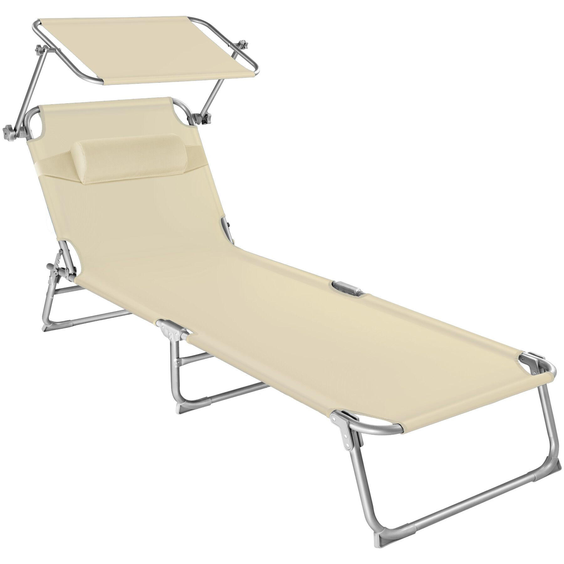 SONNENLIEGE Chloé, 190 x 68 x 111 cm, mit Seitentasche, beige - Beige, Kunststoff (68/65/190cm) - tectake