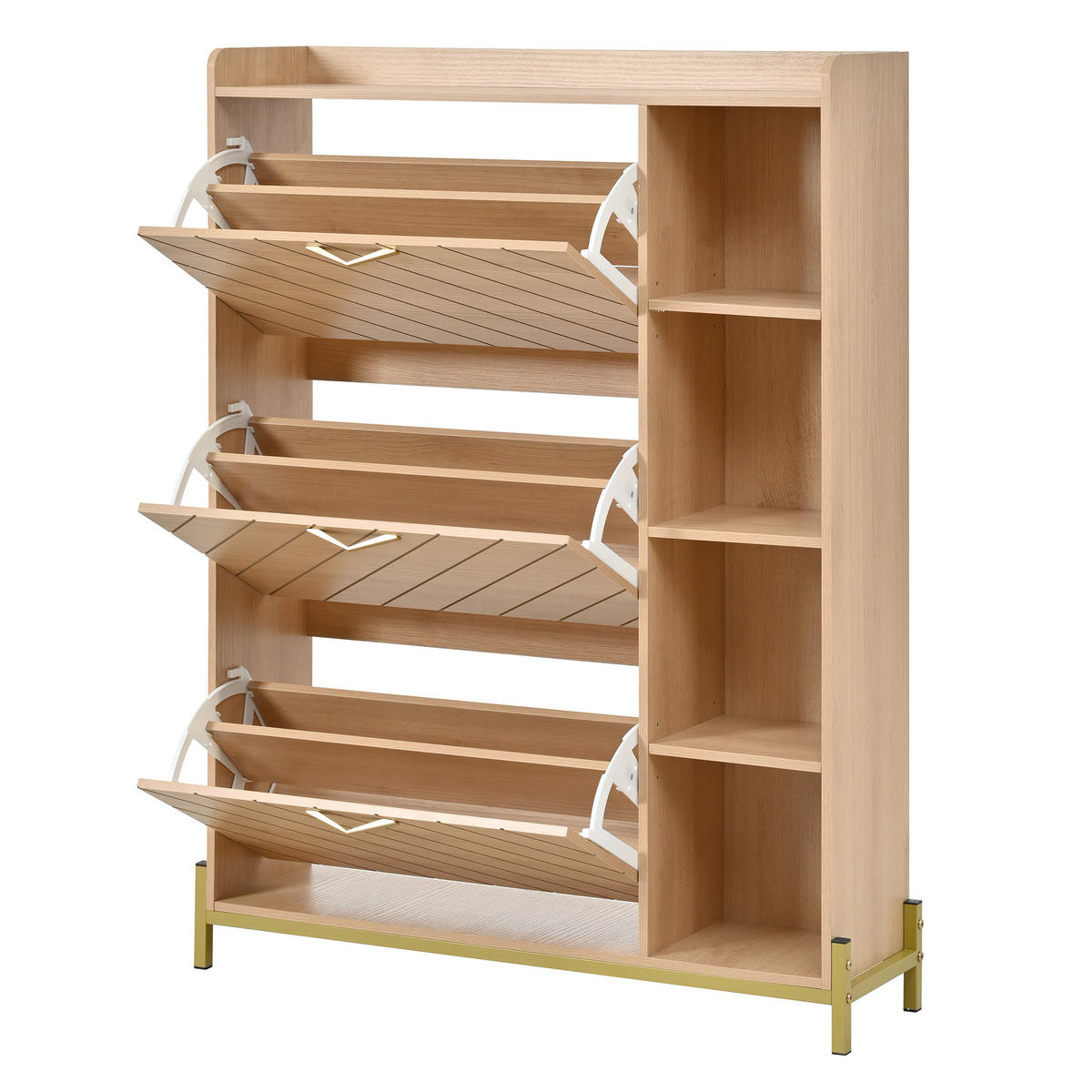 SCHUHSCHRANK Eichefarben 90/24/119 cm - Naturfarben, Holzwerkstoff (90/119/24cm) - PANGIVO