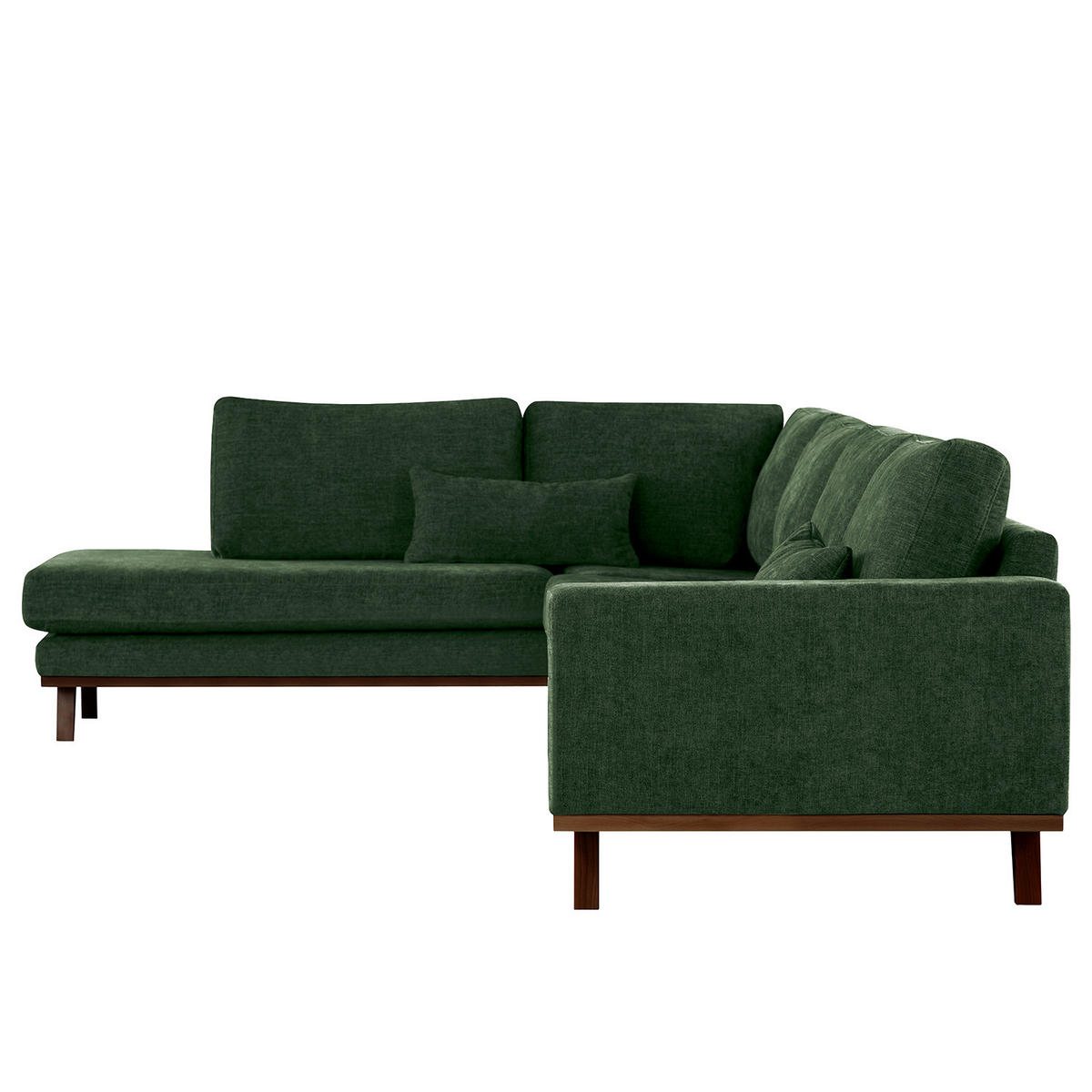 ECKSOFA mit Ottomane - Dunkelgrün/Buchefarben, Buchenholz/Textil (287/219cm) - home24