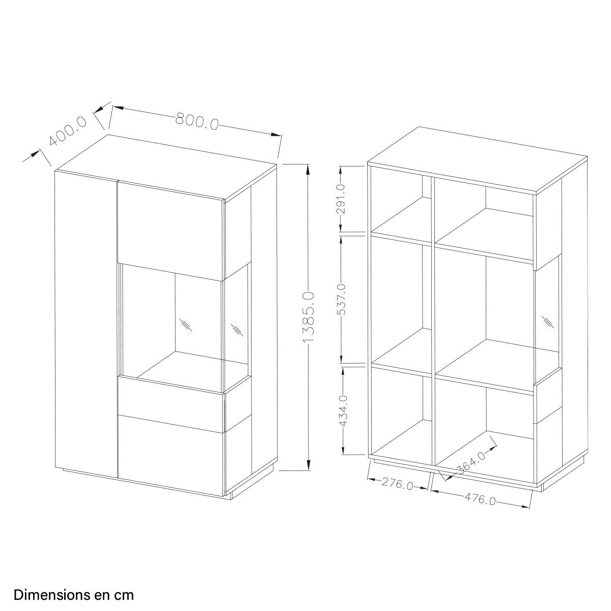 VITRÍNA Andrea Bílá a dřevo - bílá, kompozitní dřevo (80/139/40cm) - Petits-meubles