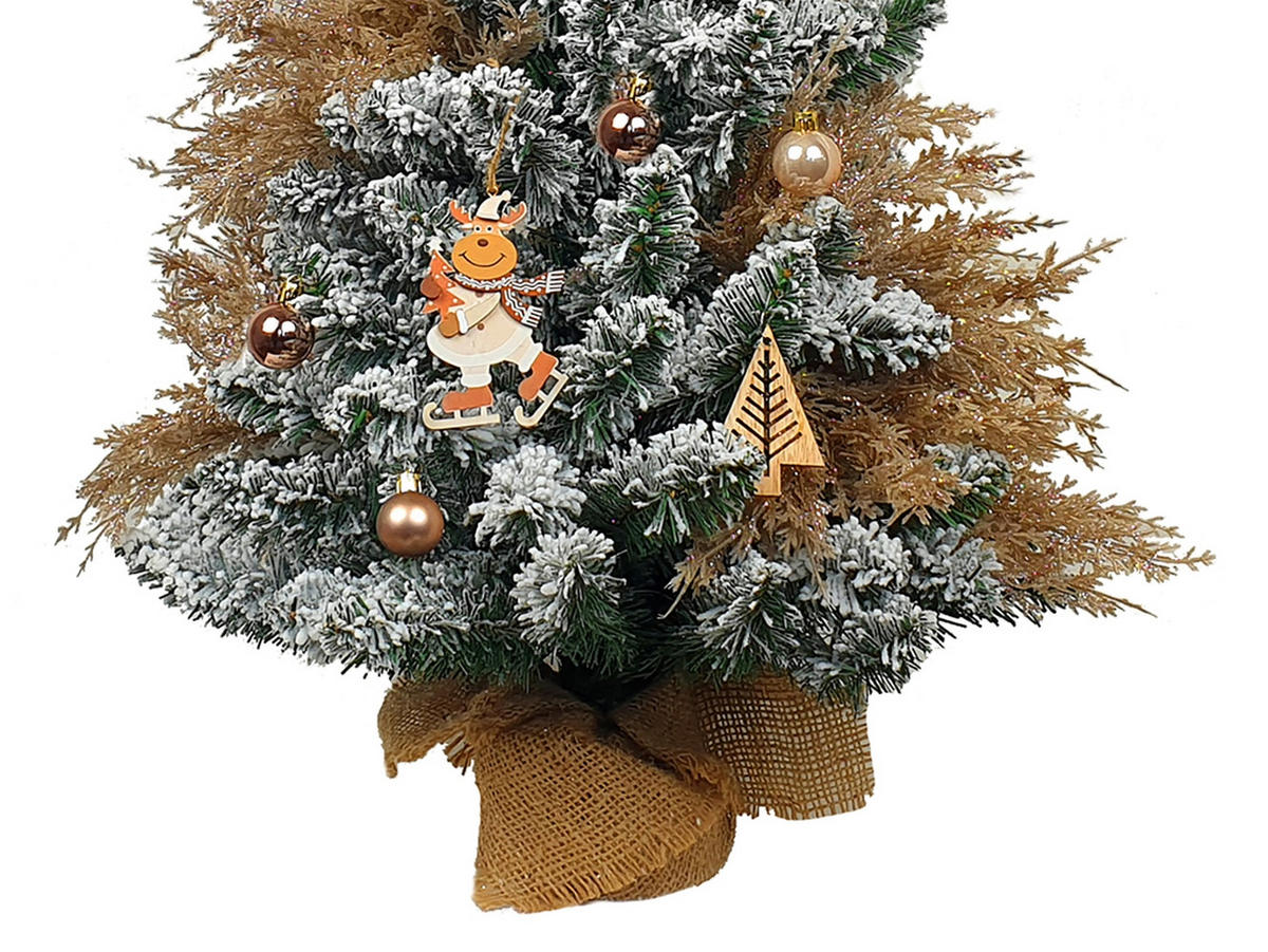 LAALU WEIHNACHTSBAUM geschmückt künstlich RENTIER 60 cm mit LED-BELEUCHTUNG IM TOPF - Silberfarben/Weiß, Kunststoff (60cm) - LAALU