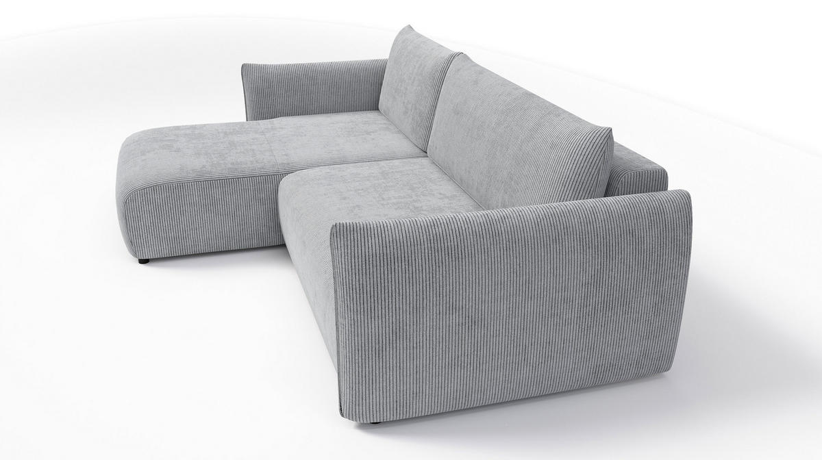 ECKSOFA TAUER 3-Sitzer rechts, hellgrau - Hellgrau/Schwarz, Holz/Textil (248/173cm) - Courtois Laville