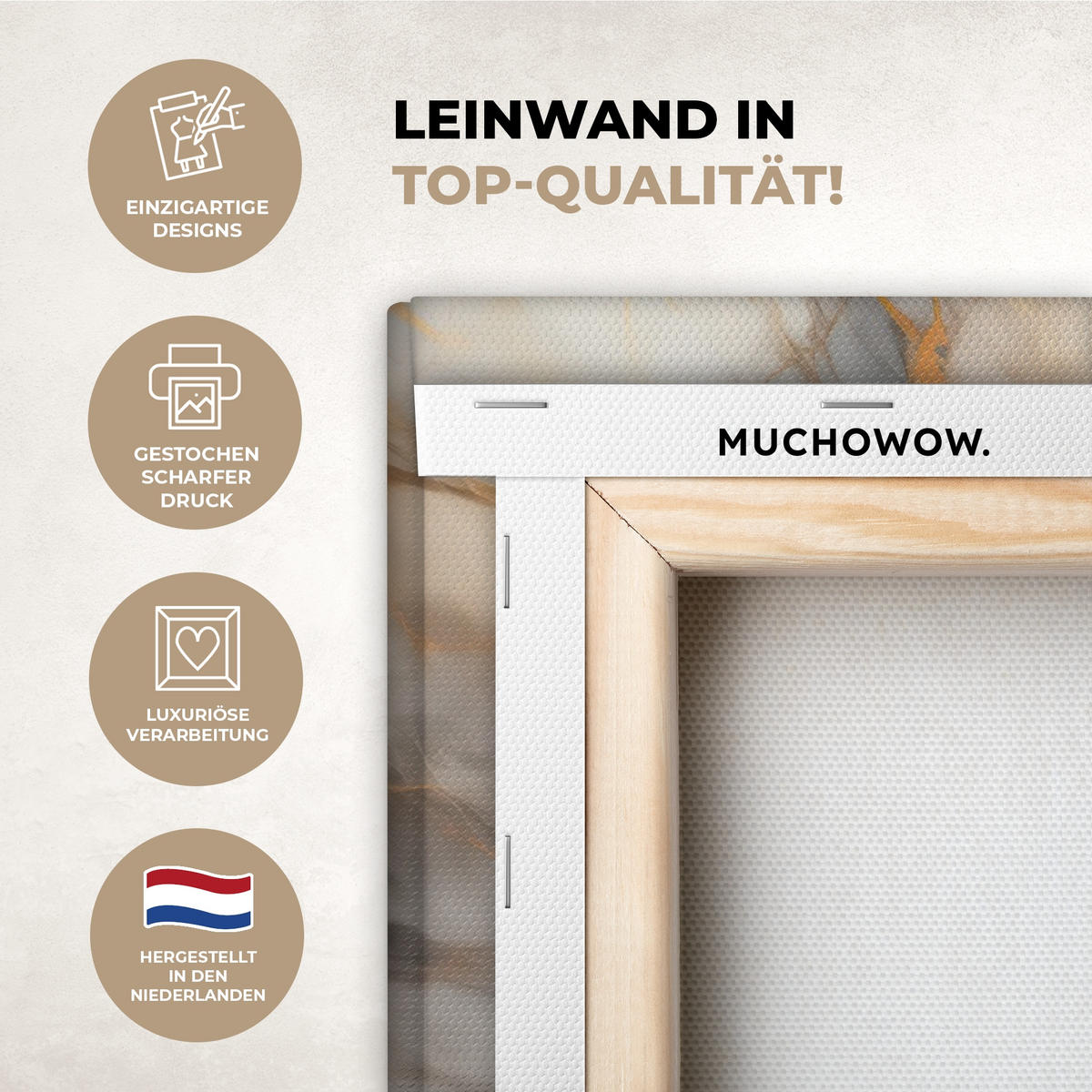 LEINWANDBILD Marmor - Grau - Gold 40x60 cm - Weiß, Textil (40/60cm) - MuchoWow
