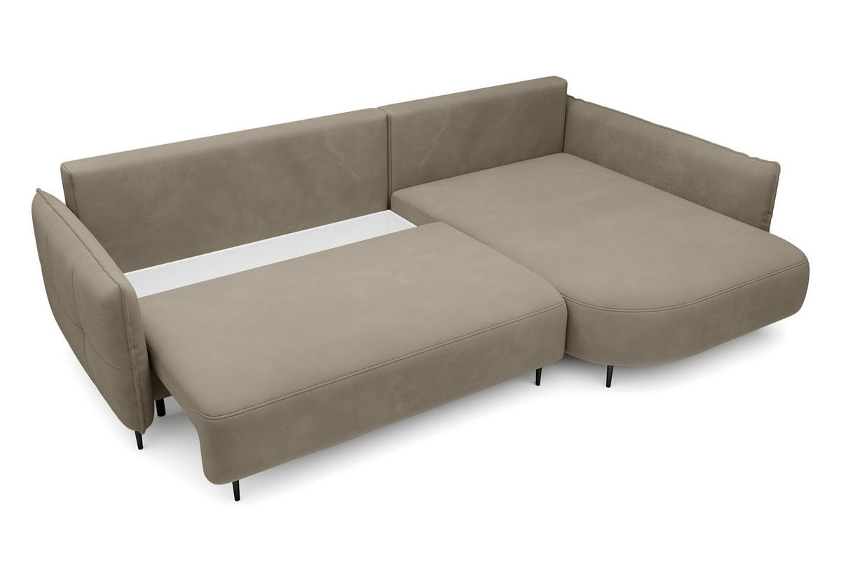 ECKSOFA Oblivio Hellbraun Velours - Hellbraun/Schwarz, Textil/Metall (285/200cm) - Selsey
