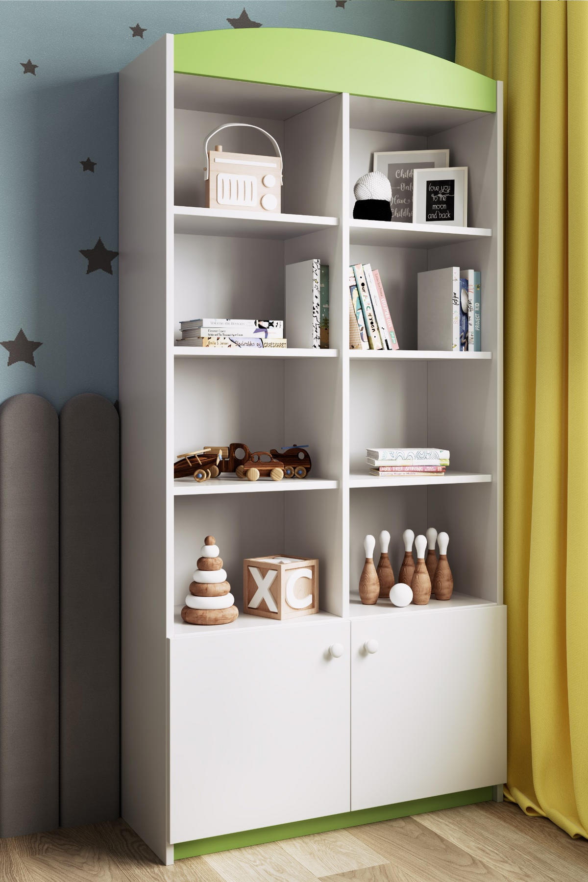 KINDERREGAL II Babydreams 90\180\36 - Grün, Holzwerkstoff (90/180/36cm) - Kocot Kids