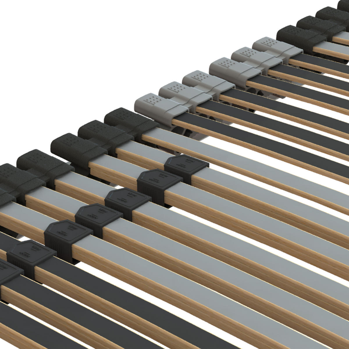 LATTENROST "Quattro+ Plan", 120 x 200 cm, stufenlose Härtegradregulierung - Grau, Holz (120/200cm) - Hn8 Schlafsysteme