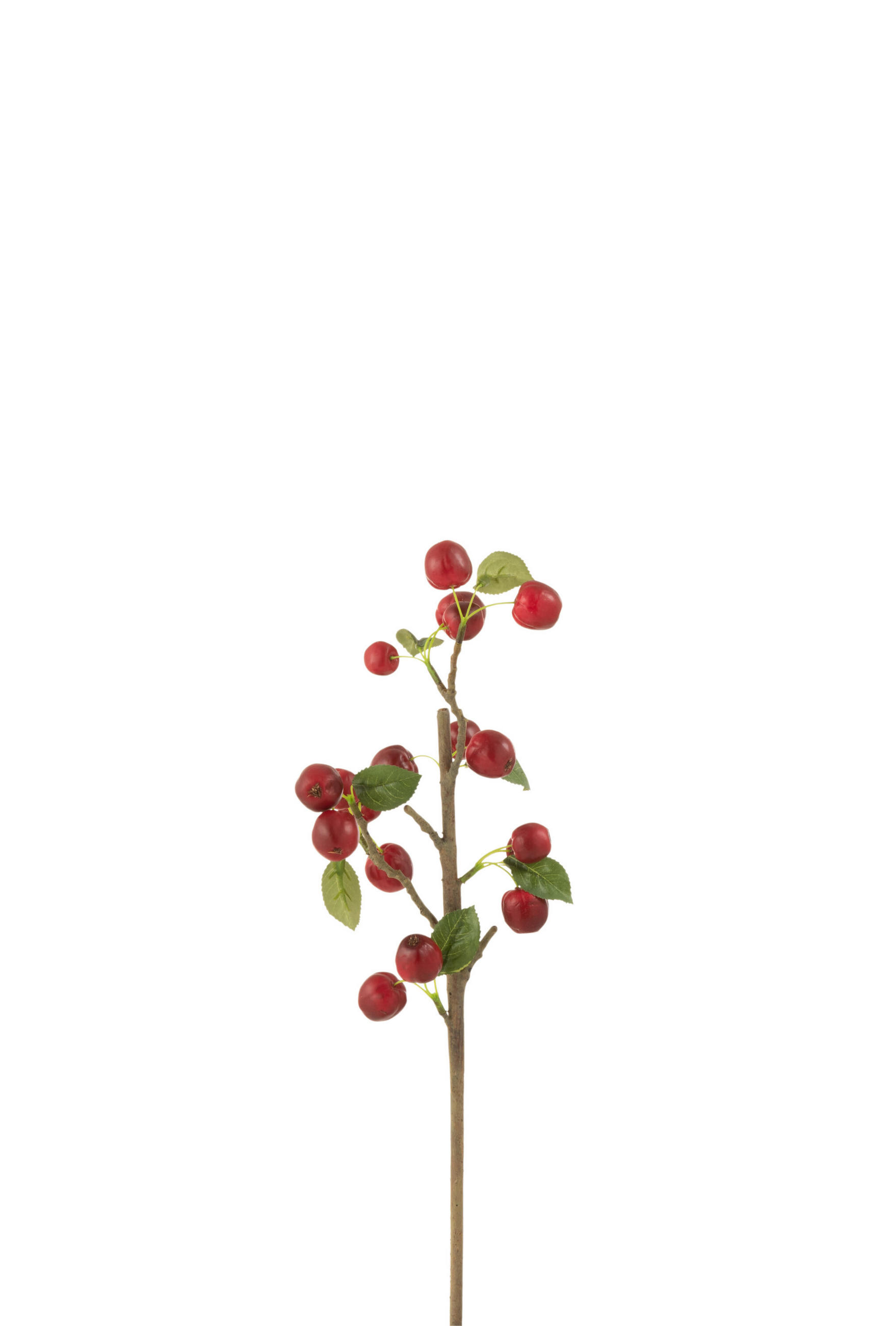 DEKOZWEIG Beeren – Kunststoff – Rot/Grün – Klein – 12 Stück - Rot, Kunststoff (48cm) - J-Line