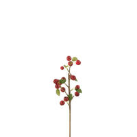 DEKOZWEIG Beeren – Kunststoff – Rot/Grün – Klein – 12 Stück - Rot, Kunststoff (48cm) - J-Line