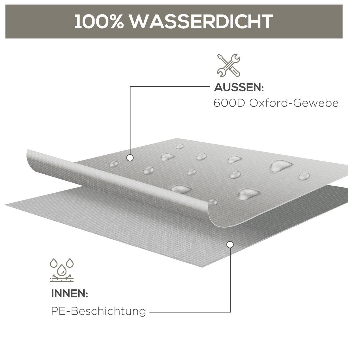 SCHUTZHÜLLE für Gartenmöbel Winterfest Wasserdicht Abdeckung Anti-UV Abdeckplane - Grau, Textil (140/80/210cm) - Outsunny