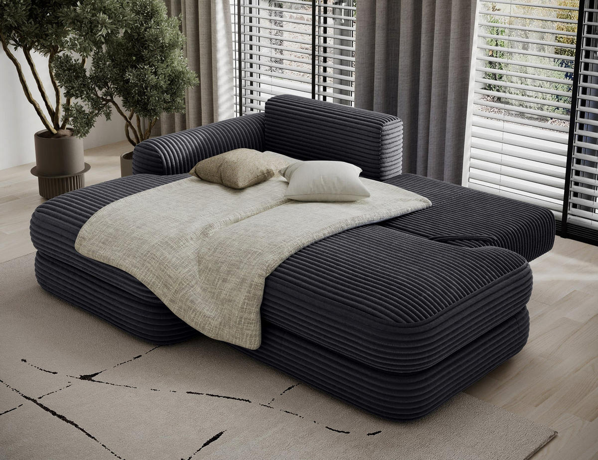 ECKSOFA RIPELI L-Form mit Schlaffunktion & Bettkasten – Modernes 3-Sitzer Sofa, Wellenfederung, 217 × 175 cm - Schwarz, Kunststoff (217/175cm) - Wohnideebilder
