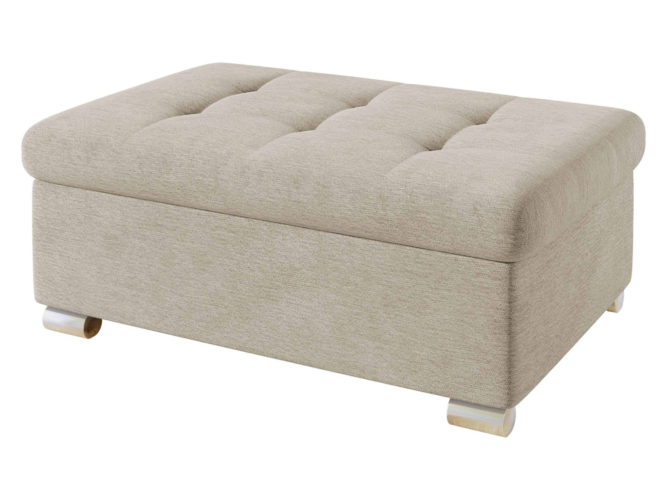 POLSTERHOCKER Niko Groß - Champagner/Silberfarben, Holz/Textil (96/41/70cm) - MIRJAN24