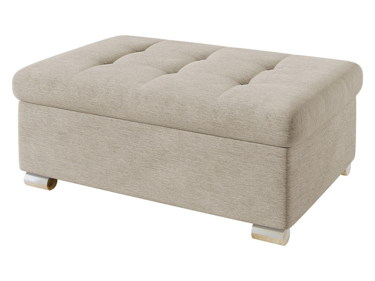 POLSTERHOCKER Niko Groß - Champagner/Silberfarben, Holz/Textil (96/41/70cm) - MIRJAN24