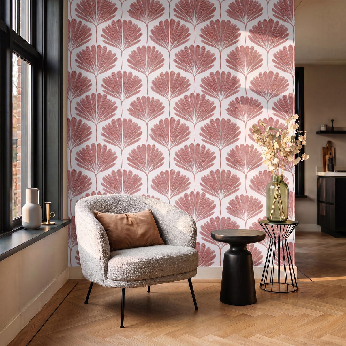 TAPETE - Fächer - Motiv - Terra - 160x200 cm - Rotbraun, Papier (160/200cm) - OnlyWow