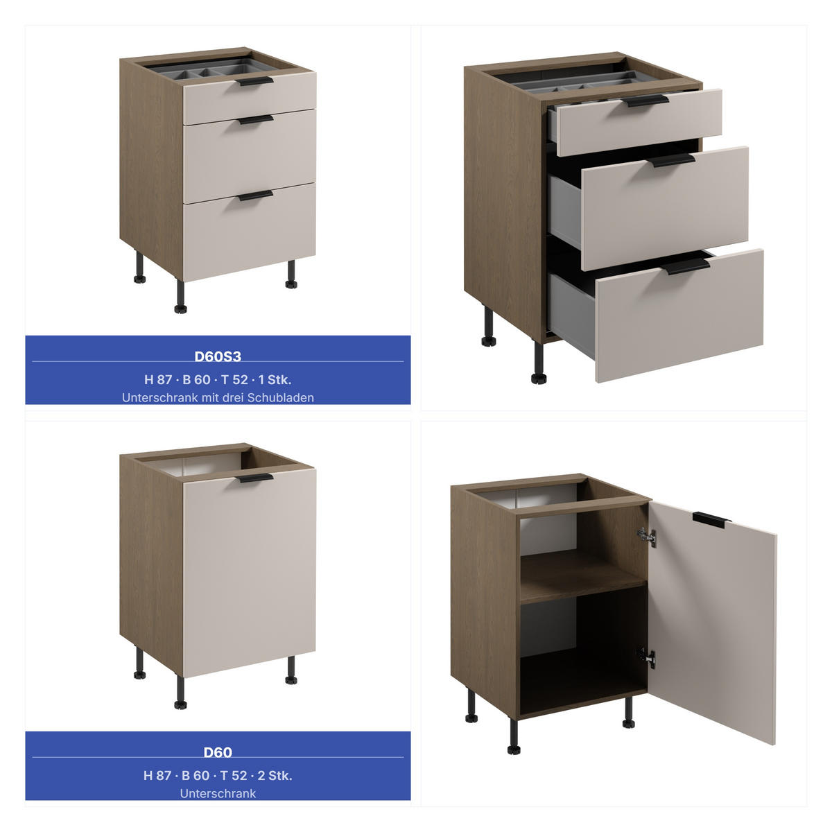 KÜCHENZEILE 420 cm - SorentoKS7-M420 - in Beige / Dunkle Eiche - Eichefarben/Beige, Holz/Metall (420/247/58cm)