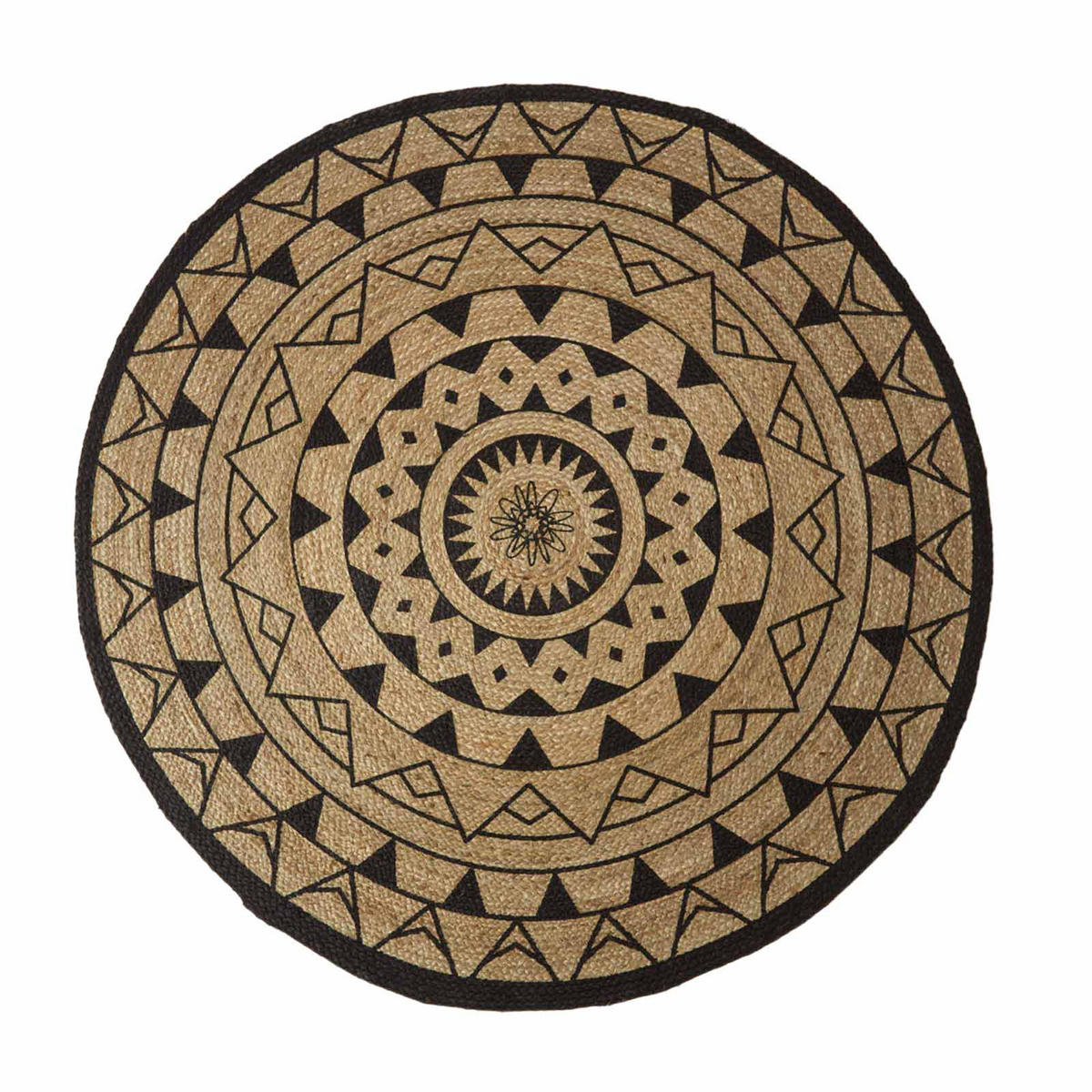 TEPPICH Mandala rund geflochten 200 cm - Schwarz, Naturmaterialien (200/200cm) - Homescapes
