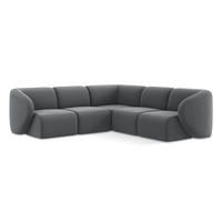ECKSOFA Samt Stoff Grau - Edelstahlfarben/Schwarz, Holzwerkstoff/Kunststoff (251/251cm) - Makamii