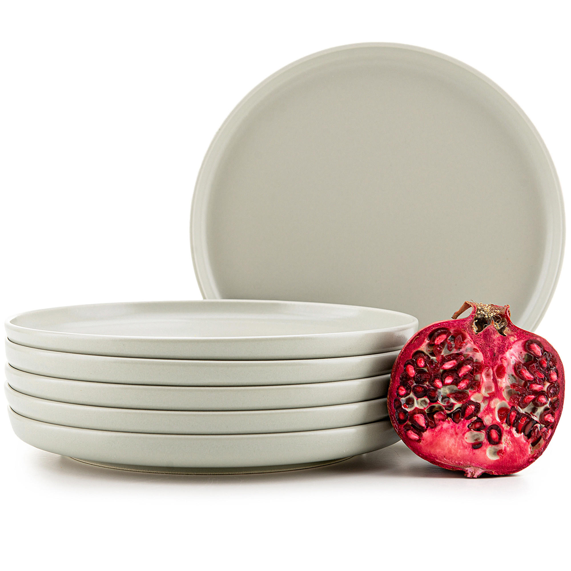 TELLER-SET VICTO 6-tlg Dessertteller, matt beige/grün/grau - Hellgrün, Keramik (20/2/20cm) - KONSIMO®
