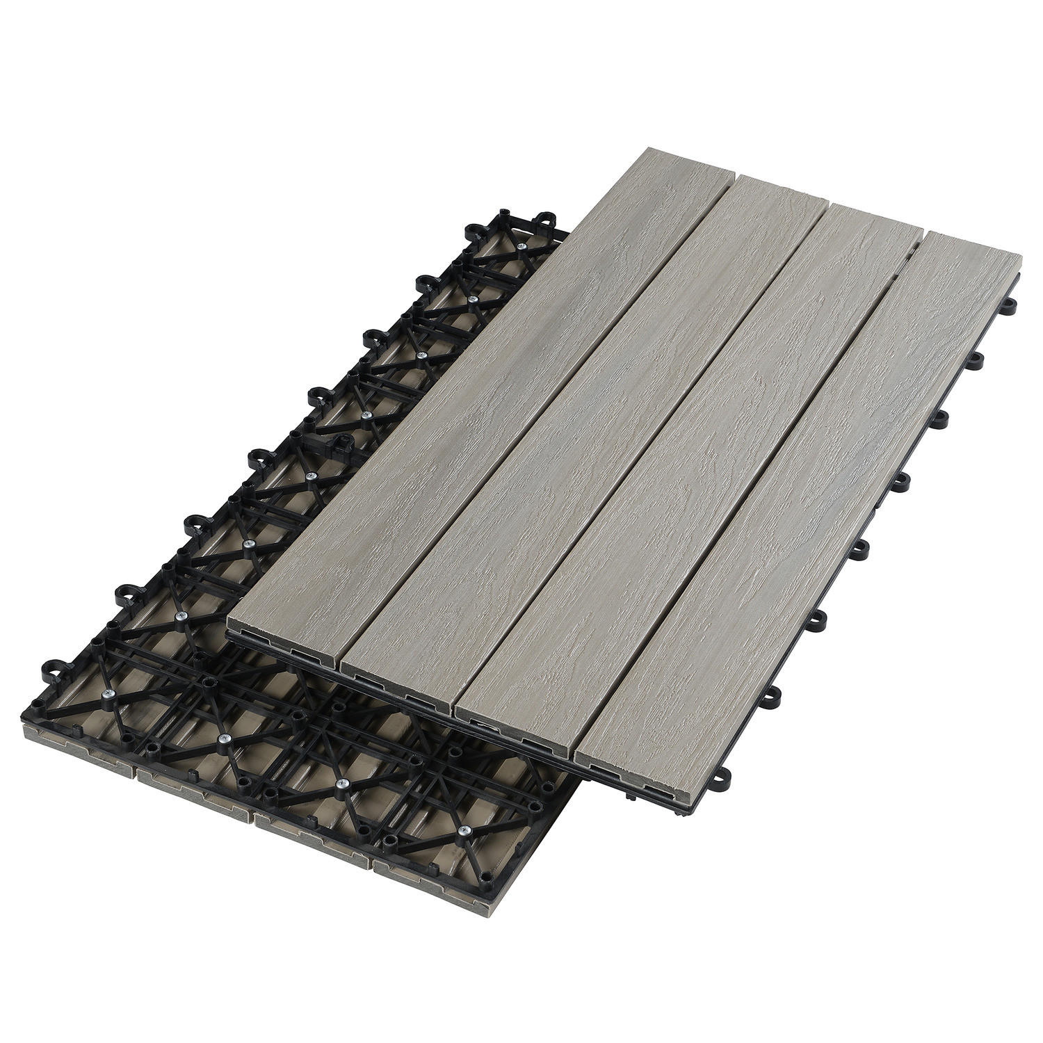 TERRASSENFLIESE - 6er-Set - Grau, Kunststoff (30/60/2.4cm) - home24