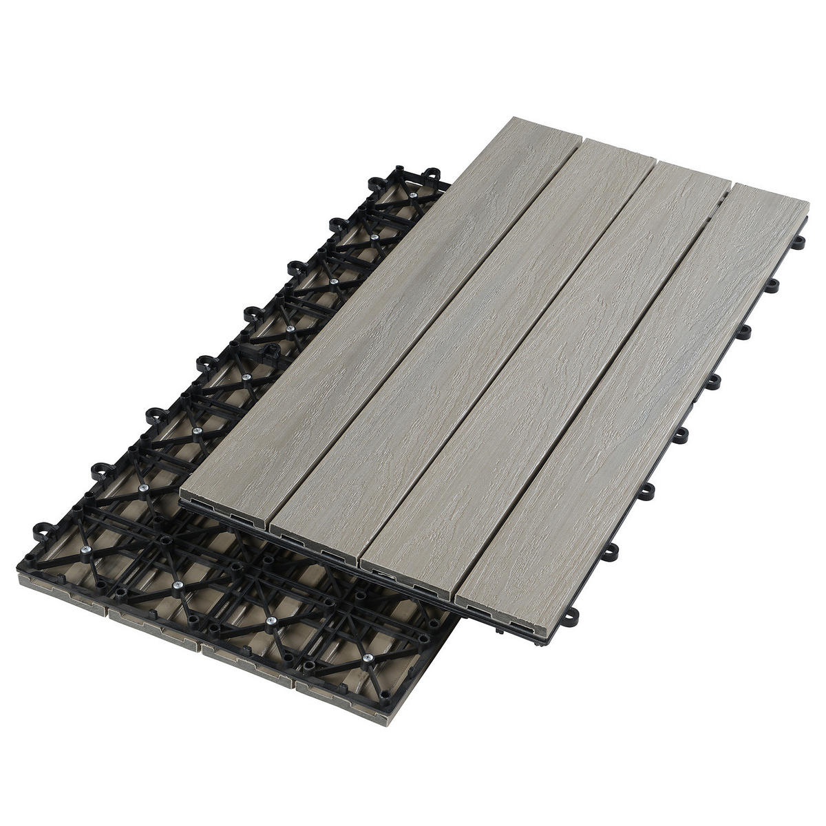 TERRASSENFLIESE - 6er-Set - Grau, Kunststoff (30/60/2.4cm) - home24