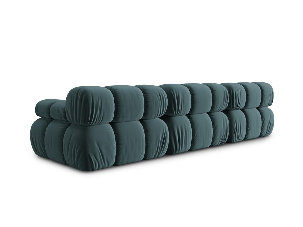 MODULARES-SOFA Bellis aus Samt petrol 3 Sitzplätze - Petrol, Textil (94/63/282cm) - Micadoni