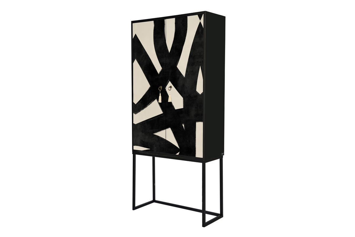 HIGHBOARD aus MDF ALVA ABSTRACT LINES - Schwarz, Holzwerkstoff (75/164.5/45cm) - RNT By Really Nice Things
