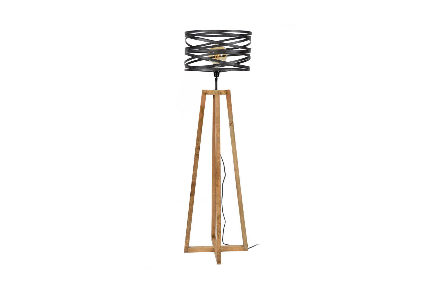 STEHLAMPE DALIAN Schwarz Holz - Schwarz, Holz (41/41/135cm) - KAWOLA