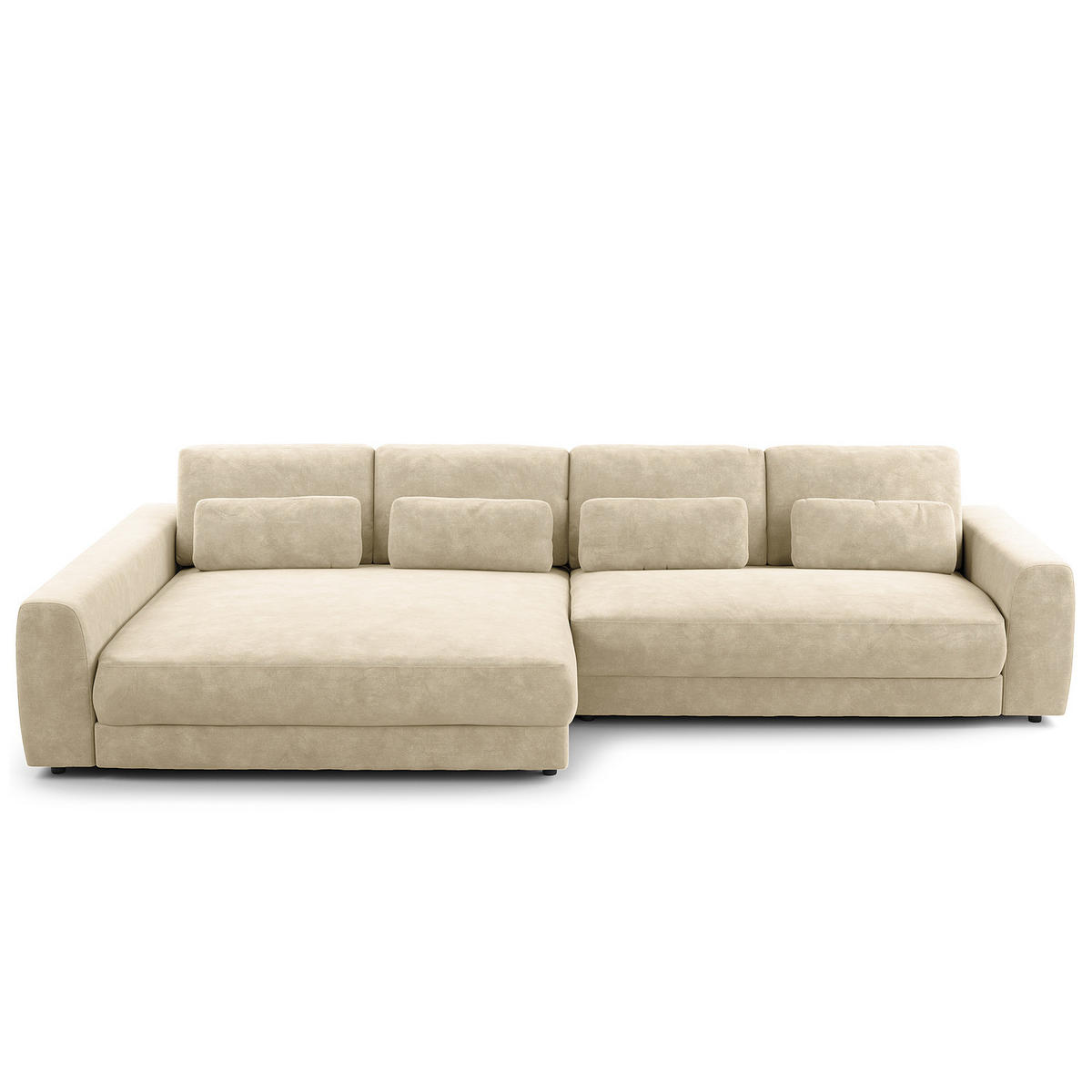 ECKSOFA mit XXL-Longchair - Schwarz/Weiß, Kunststoff/Textil (323/182cm) - home24