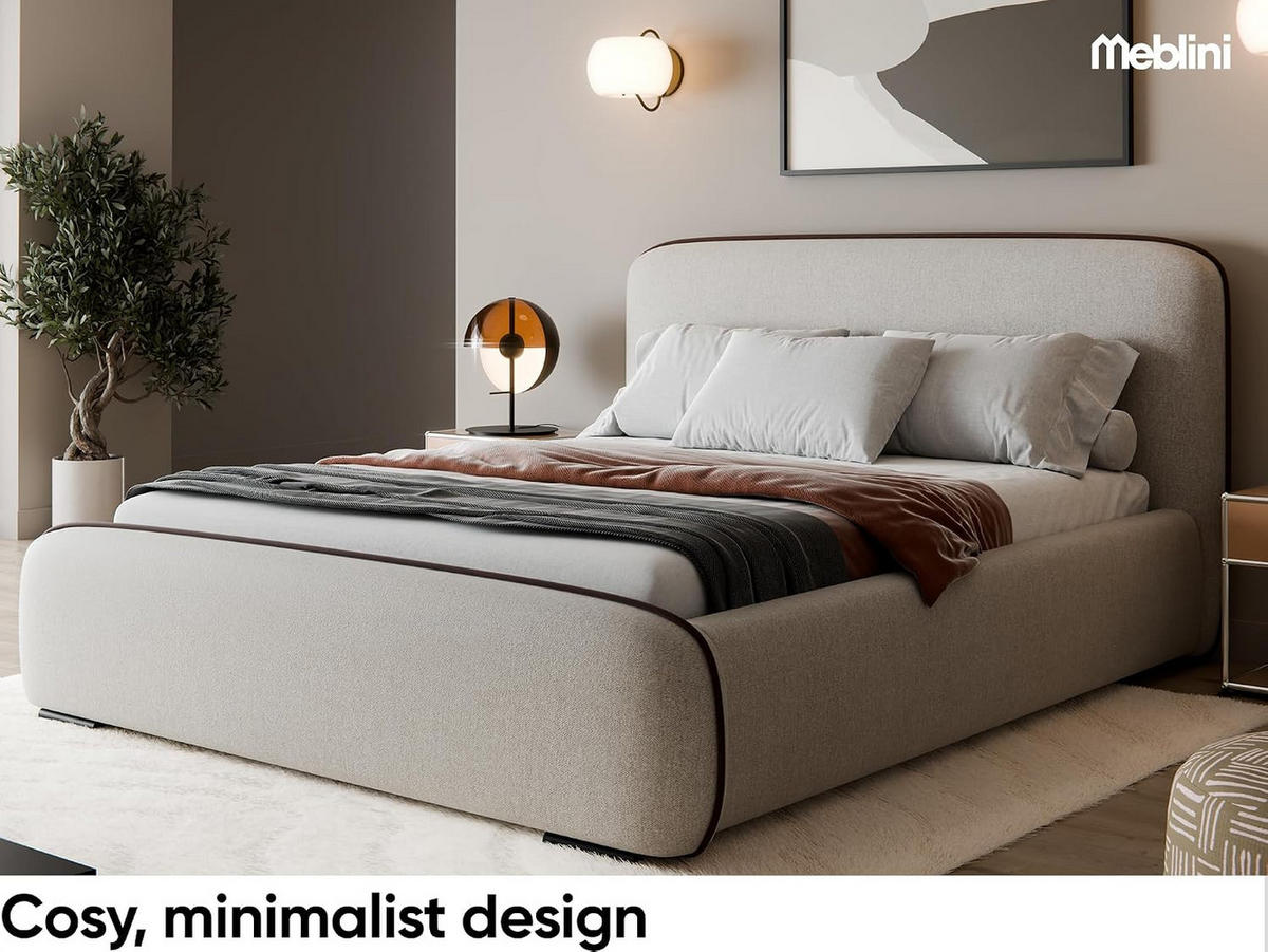 BETT BELLION - Beige, Holzwerkstoff (160/200cm) - Meblini