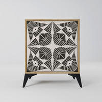 SIDEBOARD MONOCHROME NEXUS, Eichefarben, 57,5x42x70,5 cm, Schwarze Metall-Sternfüße - Eichefarben/Multicolor, Holzwerkstoff/Metall (57.5/70.5/42cm) - SpaceRebels