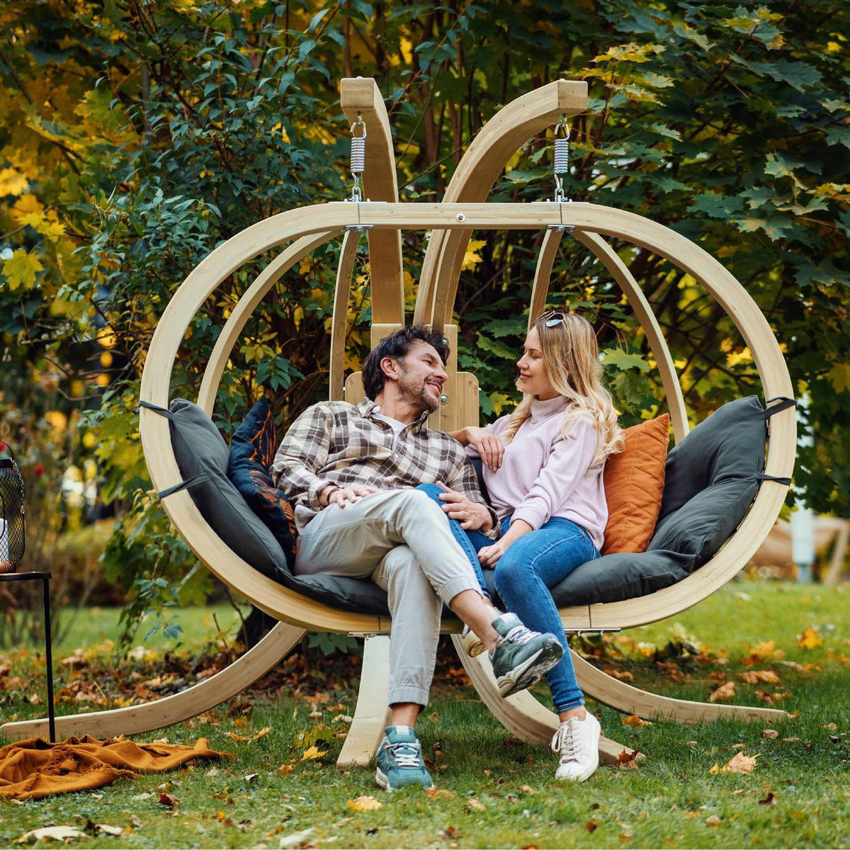 HÄNGESESSEL mit Gestell CALLISTO ,Dunkelgrau - Dunkelgrau, Holz/Textil (240/183/137cm) - KONSIMO®