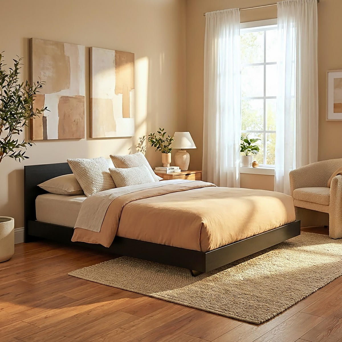 BETT LOFT / Bett 140x190 + 2 Konsolen + Lattenrost + Kopfteil - Schwarz - Schwarz, Holzwerkstoff (140/190cm) - Weber Industries