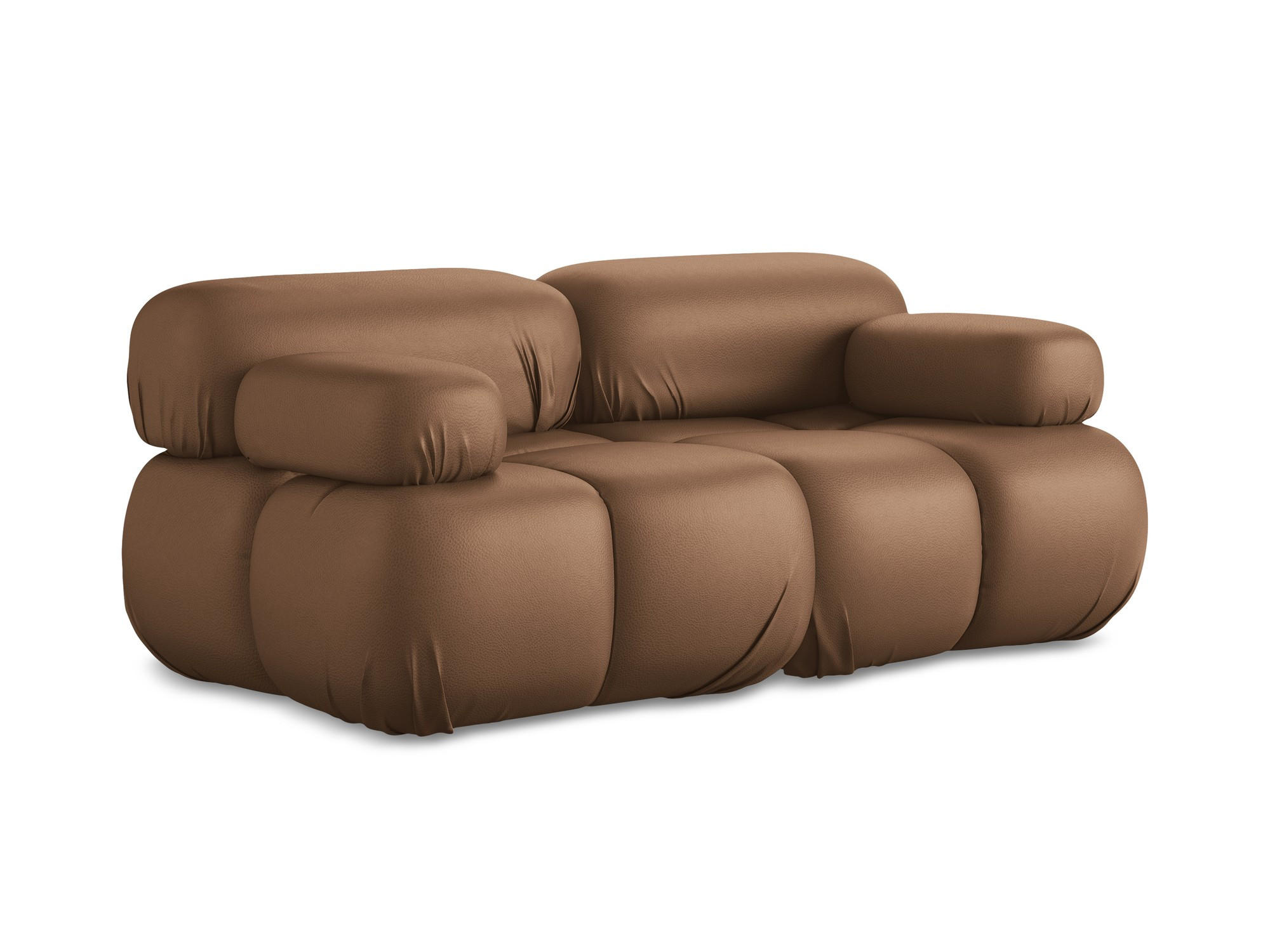 2-SITZER-SOFA Kunstleder Braun - Lila/Schwarz, Leder/Kunststoff (190/70/96cm) - Makamii