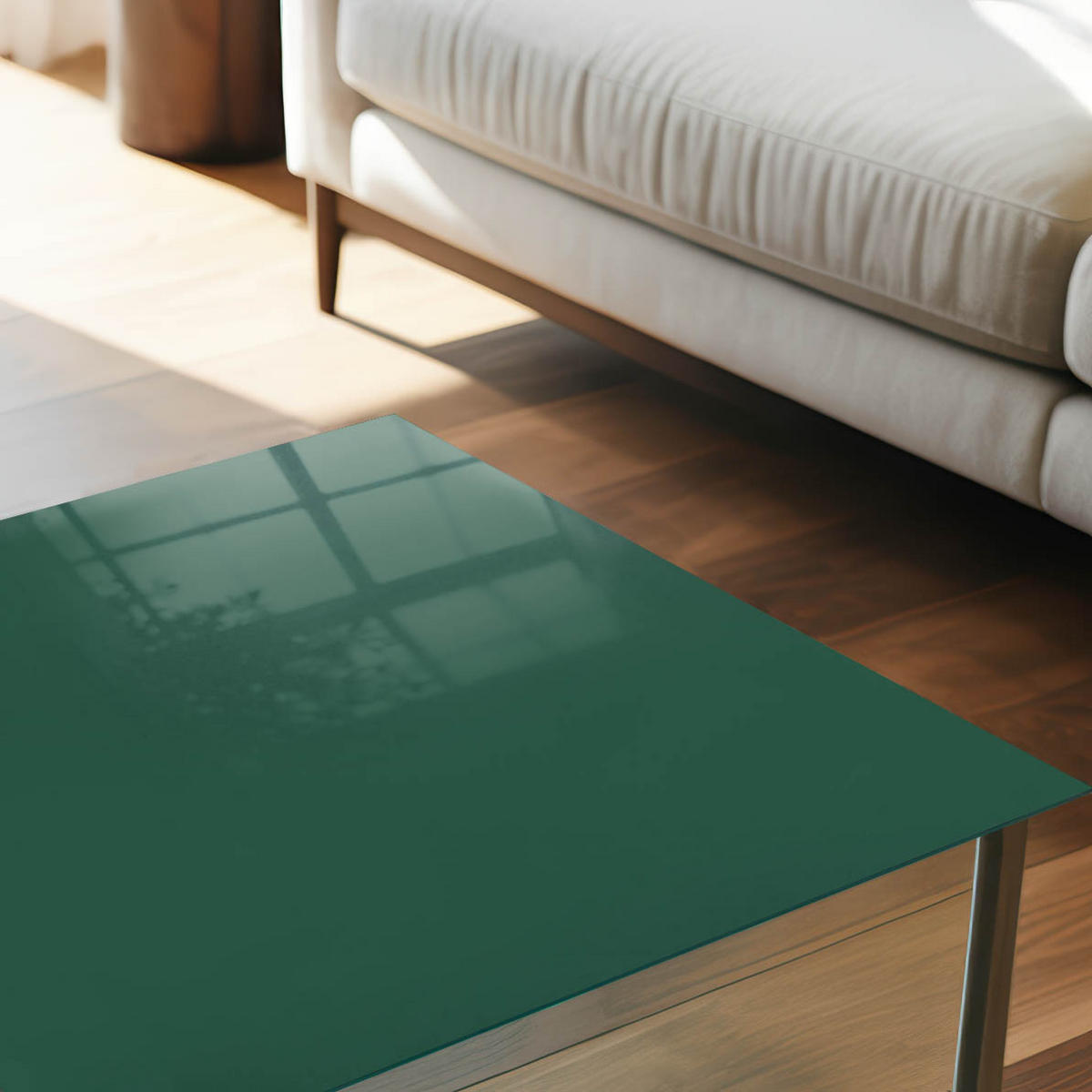 TISCHPLATTE 50x50 cm – Flaschengrün - Türkis, Glas (50/50/0.4cm) - Wallfluent