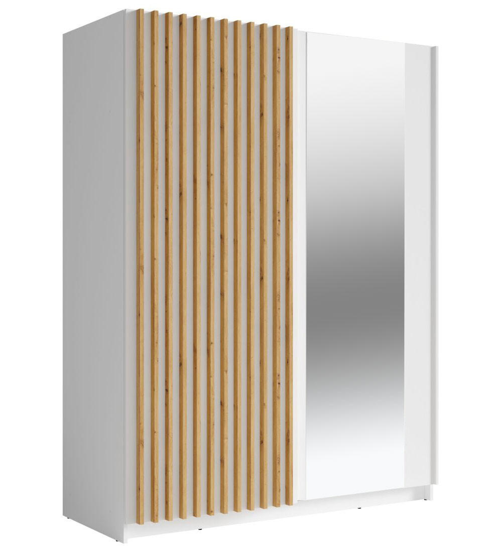 Feldmann-Wohnen Schwebetürenschrank Weiß, Braun 150x199x64 cm