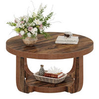 COUCHTISCH Rund 80 cm 2 Ebenen Stauraum - Braun, Holz (80/80/41cm) - Bomclap