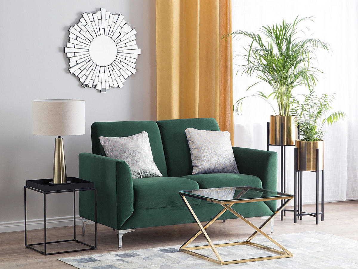 2-SITZER-SOFA Samtstoff Grün Fenes - Grün, Textil (142/90/75cm) - Beliani