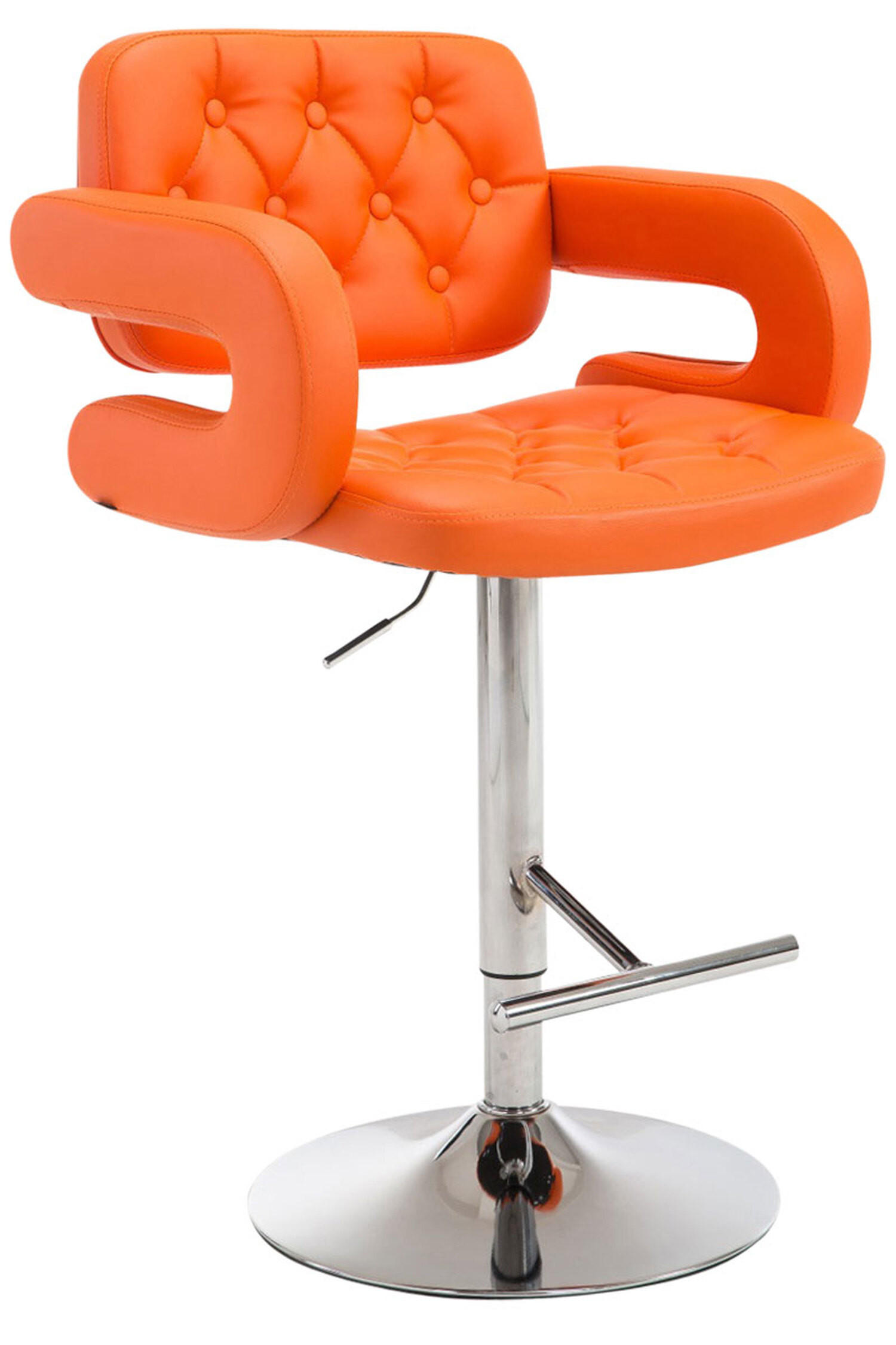 BARHOCKER Dubai, Gestell Metall in Chromoptik, Kunstleder Orange - Chromfarben/Orange, Kunststoff/Textil (52/100/55cm) - TPFLiving