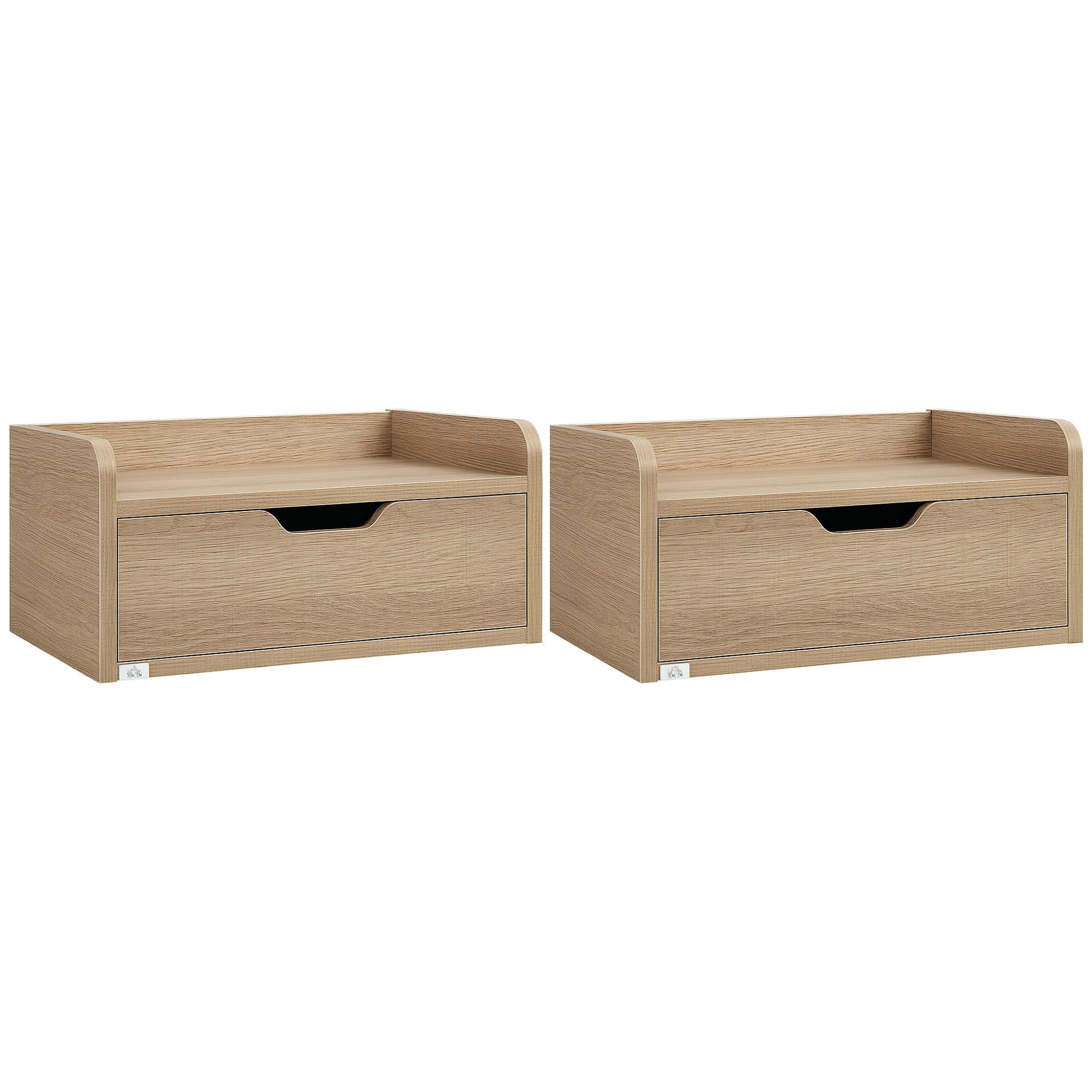 NACHTTISCH Braun Spanplatte hängend mit Schublade 2er-Set - Naturfarben, Holzwerkstoff (40/19.5/30cm) - PANGIVO